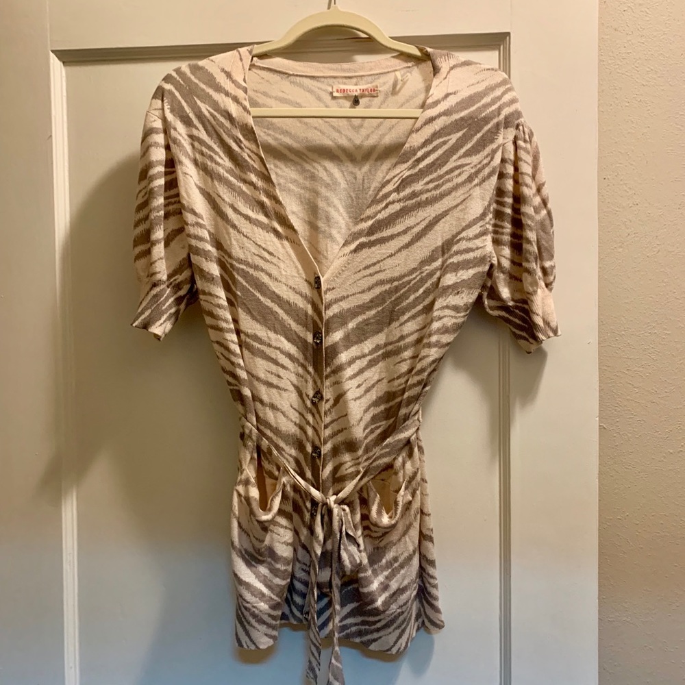 REBECCA TAYLOR cashmere blend zebra cardigan
